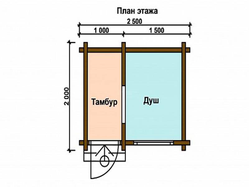 План летнего душа с раздевалкой