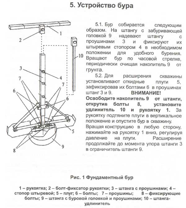 Бур своими руками: земляной, для столбов, скважин, чертежи, размеры
