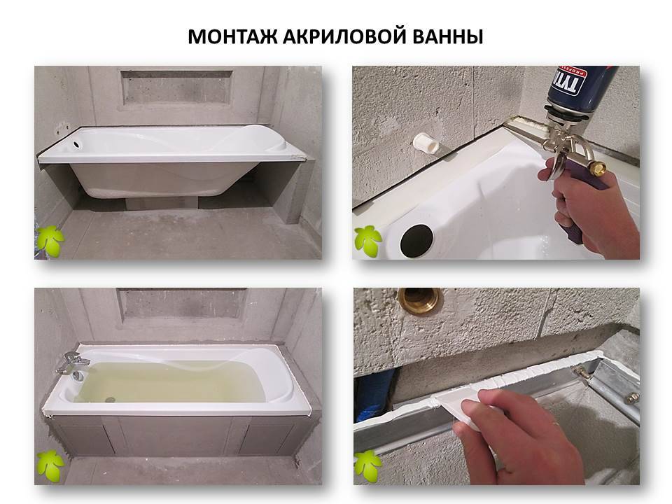 Как правильно установить ванну своими руками — видео, фото